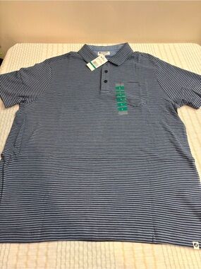 Sperry Navy and White Narrow Stripe Polo